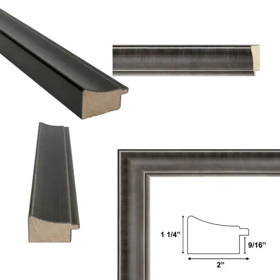 Silver Gunmetal Pewter Scoop Picture Frame 28x28 frame {4}