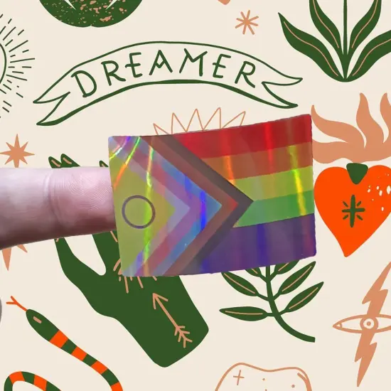 LGBTQ Pride Stickers, Intersex-Inclusive Progress Pride Flag Rectangle Self Adhesive Decal Waterproof Stickers for Parades and Events(1 Roll - 300 Stickers) {3}