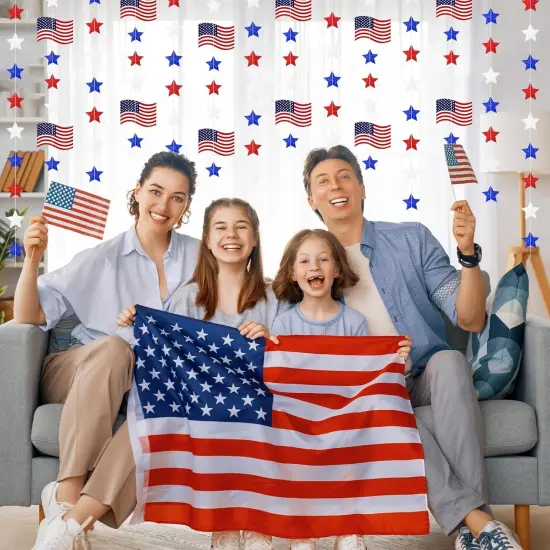 41Ft Patriotic Star America Flag Garland Red White Blue Glitter Streamers 4th of July Hanging Garlands for Independence Day Labor Day Veterans Day Memorial Day Party Supplies {3}