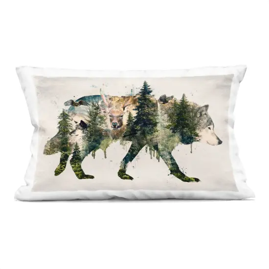 Stupell Industries Woodland Wildlife Wolf Contour Decorative Printed Pillow design by Barrett Biggers, 14 x 7 x 20 {1}