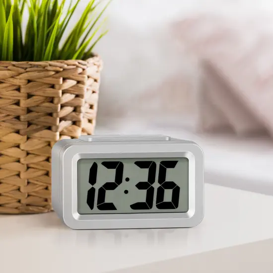 Electric Digital Alarm Clock with LED Large Display, Battery Powered, Backlight & Snooze Function - Lightweight Plastic Design (Requires 2x AA Batteries) {1}