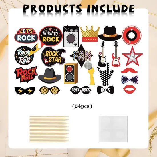 24 PCS Rock and Roll Photo Booth Props {2}