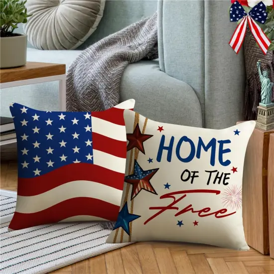 Set of 4 Throw Pillow Covers for 4th of July Decorations {3}
