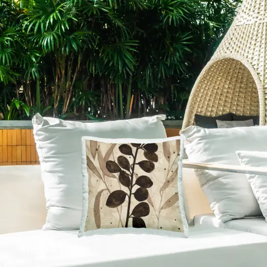 Stupell Industries Beige & Brown Natural Leaves Outdoor Printed Pillow design by Krinlox, 18 x 7 x 18 {2}