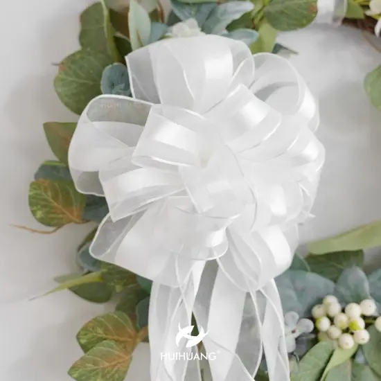 White Wired Ribbon Satin Stripe Sheer Wired Ribbon {5}