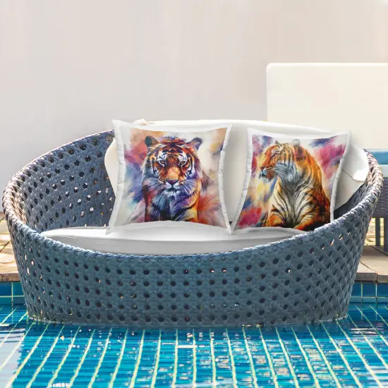 Stupell Industries Prowling Jungle Tigers 2pc Outdoor Printed Pillow Set design by Kim Allen, 18 x 7 x 18 {3}