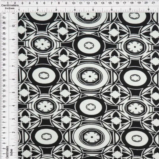 1 Yard DTY Geo Print Knit Fabric 190 GSM, 58/60&Prime; Wide Polyester Spandex Blend FUCHSIA {8}