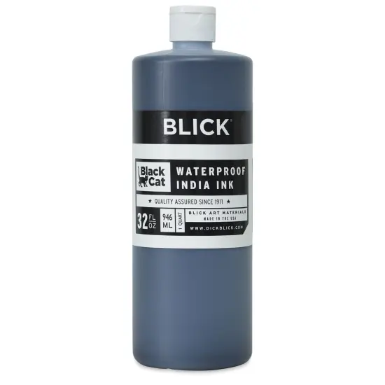 Blick Black Cat Waterproof India Ink - Quart {1}