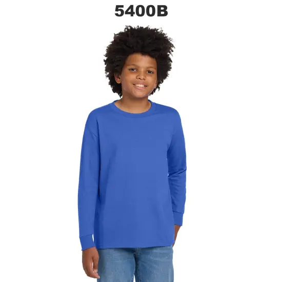 Gildan&reg; Youth Heavy Cotton Crewneck Long Sleeve Tee White {3}