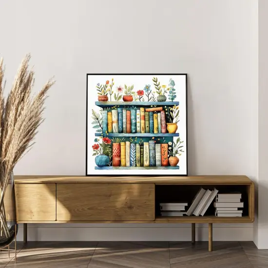 Framed Paint by Numbers Kit for Adults Beginner Bookshelf,10 X 10 Inch {2}