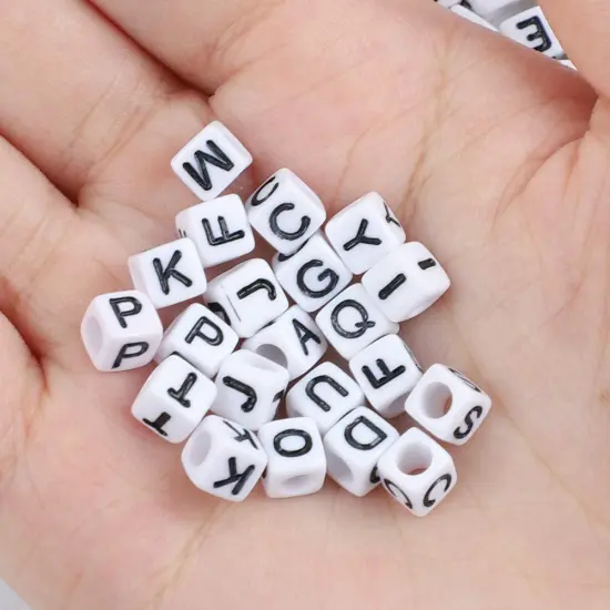 1440pcs Acrylic Letter Beads White Cube Sorted Alphabet Beads for Jewelry Making, Bracelets, Necklaces, Key Chains (6 x 6mm) {6}