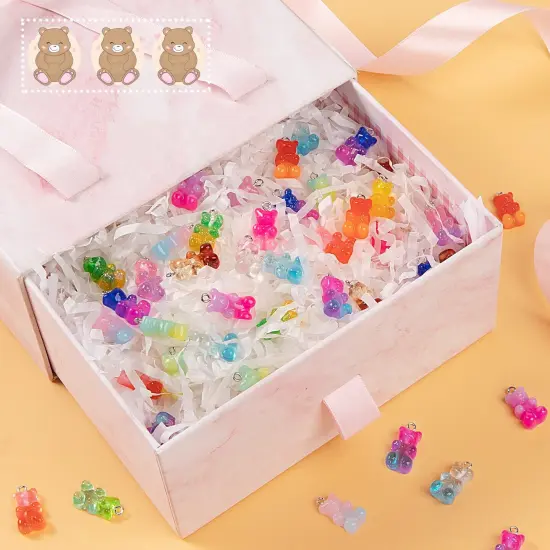 60pcs Gradient 3D Gummy DIY Bear Charms- Resin Bear Shaped Clay Pendants in 15 Colors Earring Bracelet Nacklace DIY Jewelry Making Pendants Nail Art Accessory for Adults DIY Handmade Crafting Gifts {4}