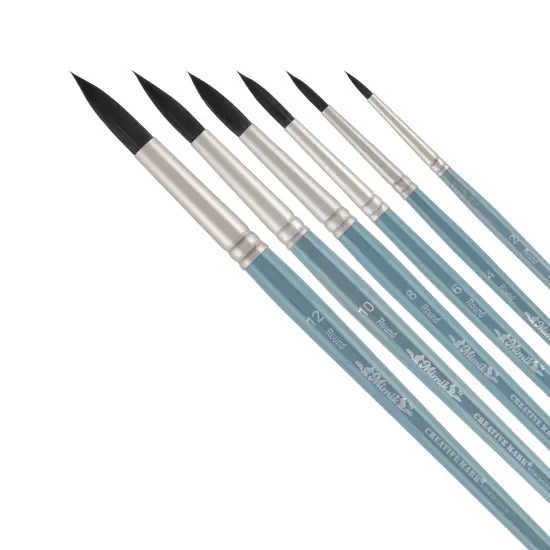 Creative Mark Mimik Professional Watercolor Brushes - Round Set of 6- Synthetic Squirrel Hair - Natural Bristle Artist Brushes for Watercolors, Gouache & Acrylics - Imitates Natural Squirrel and Sable Hair {1}