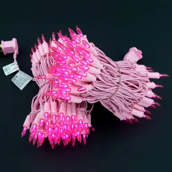 200 Count Pink LED Christmas Lights with Pink Wire, 66 Feet UL Certified Commercial Grade Holiday String Light Set (Pink - Pink Wire) {3}