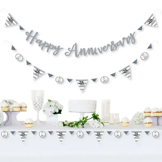 Big Dot of Happiness We Still Do - 25th Wedding Anniversary - Party Letter Banner Decoration - 36 Banner Cutouts and Happy Anniversary Banner Letters {3}