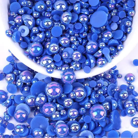 5600PCS Half Round Pearls Flatback Imitation Pearls for Crafts,7 Sizes for DIY Nails Art Crafting,Jewelry Making, Shoes,Cup,Phone Decoration (07 Dark Blue AB) {1}