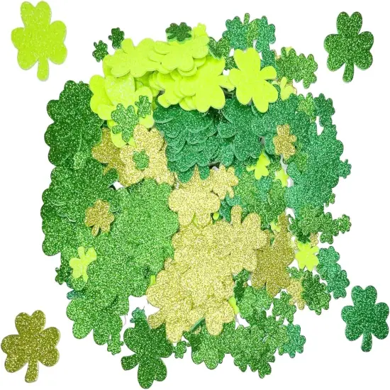 350 Pieces St.Patrick's Day Foam Stickers, Glitter Shamrock Stickers, Green Shamrock Stickers, 3 Different Size Lucky Shamrock Stickers, Irish St.Patrick's Day Party Decoration Supplies {1}