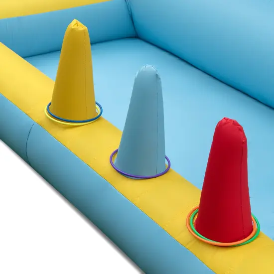 Inflatable Bounce House 7-in-1 Bouncy Castle with Slide and Tunnel with 550W Blower {5}