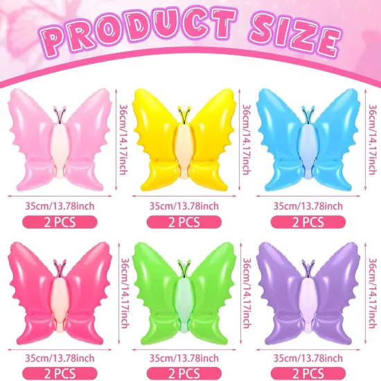 12 Pieces 14 Inch Spring Easter Inflatable Decor Blow up Butterfly Bunny Inflatable Hanging Ornament {4}