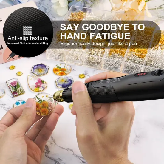LET'S RESIN Cordless Resin Drill,3-speed Adjustment &Rechargeable Jewelry Drill with Deburring Tool&19Pcs Accessories,Multi-Purpose Hand Drill Resin Tool for Resin Molds, Keychain Molds {6}