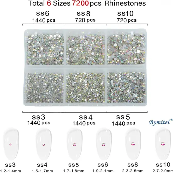 7200 Pieces Glass Rhinestones Round Crystal Gems Flatback - Crystal {2}