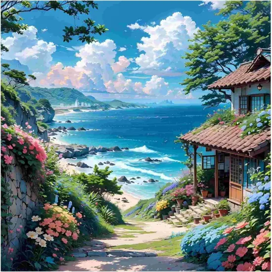 Street View Paint by Numbers for Adults - Paint by Numbers for Adults with Brushes, Sea Art Crafts Canvas for Home Decoration 16 x 20 Inch {1}