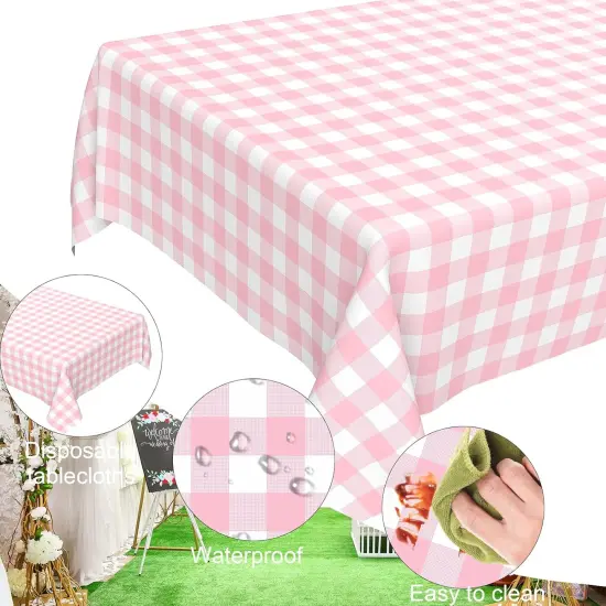4 Pcs Pink Gingham Tablecloth {3}