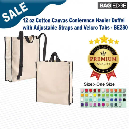 BAGedge&reg; 12 oz. Cotton Canvas Conference Hauler Duffel with Adjustable Straps and Velcro Tabs {3}