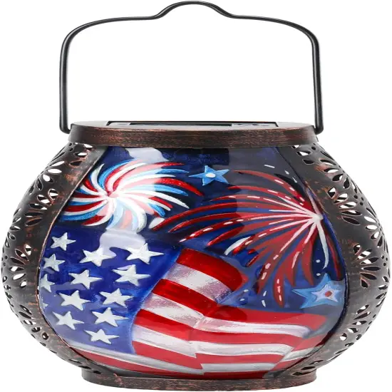 Solar Lantern Outdoor Waterproof, American Flag Solar Lanterns Lights {1}