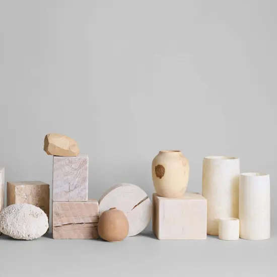 Round Pedestal Wood Base In Pale Whitewash by Bloomist {3}