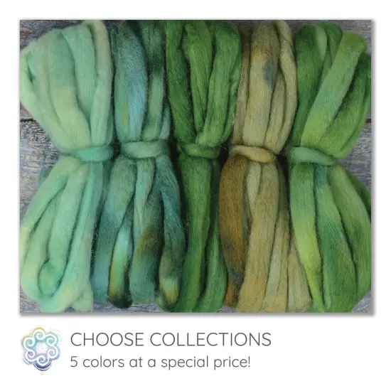 5oz BFL Hand Dyed Fiber - Soft Lustrous Wool Top Roving Pre-Drafted for Hand or Wheel Spinning, Felting, Blending, Weaving, and Crafts Greenery {2}