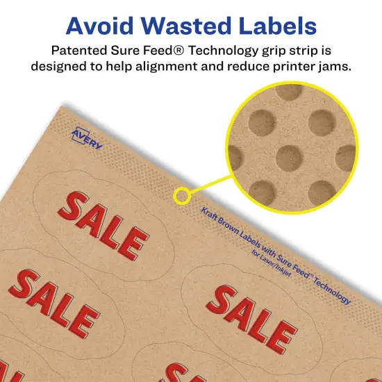 Avery Kraft Brown Oval Scalloped Labels with Sure Feed, 1-1/8" x 2-1/4" {4}