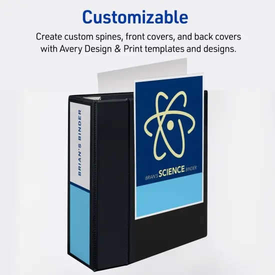 Avery Heavy-Duty View 3 Ring Binder, 5 Inch One Touch EZD Rings, 1,050-Sheet Capacity, 2.3/4.8 Inch Wide Spine, Customizable Clear Cover and Spine, 1 Green Binder (79111) {5}