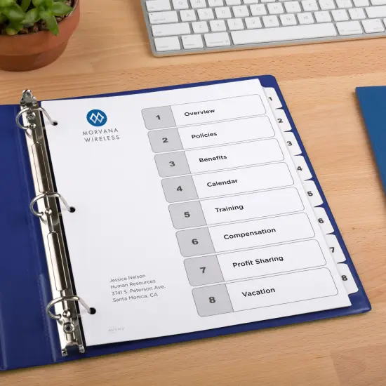 Avery Dividers for 3 Ring Binders, 8 Tabs per Set, Customizable Table of Contents, Classic White Tabs (3 Sets of 11076) {6}