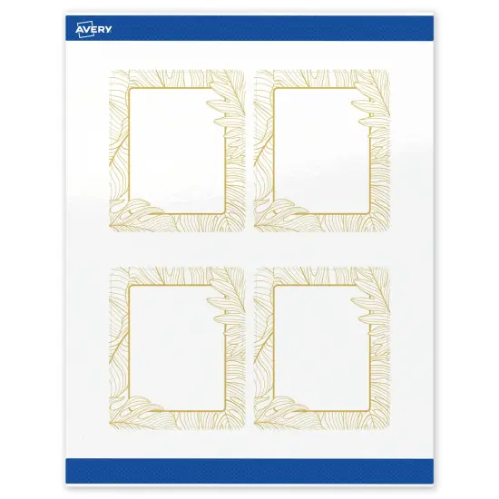 Avery Printable Rectangle Labels with Sure Feed Technology, Pre-Printed Gold Florals, Glossy White, 4" x 3-1/3", Laser & Inkjet Compatible, 40 Total, Great for Branding, Marketing, and Events {1}