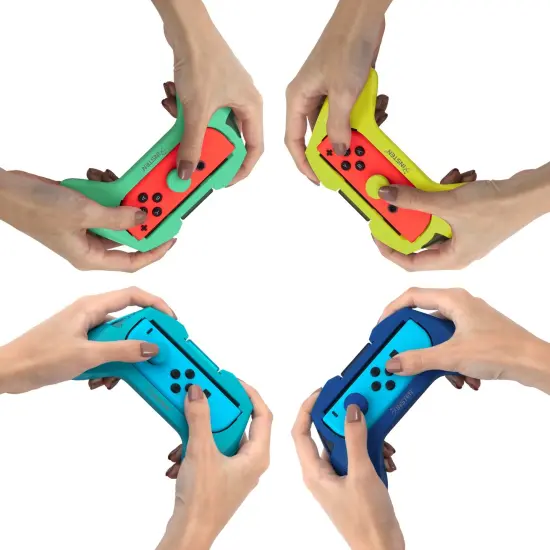 4 Pack Controller Thumb Grips Compatible with Nintendo Switch Joy-Con Controllers, Blue, Dark Blue, Turquoise, Neon Yellow Multicolor {3}