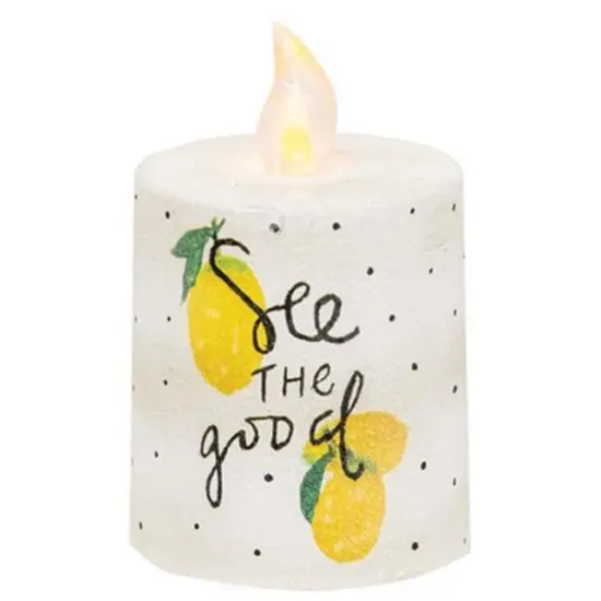 LED Pillar Candle with Built In Timer and Distressed White Style Just Bee Kind {3}