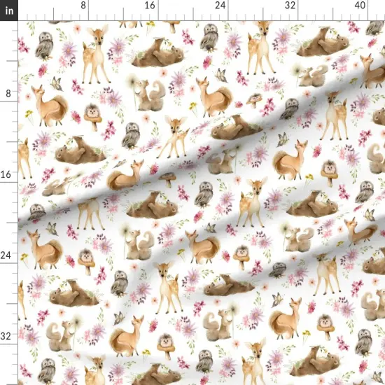 Various Fabrics by the Yard or Fat Quarter Woodland Forest Friends Flowers Deer Baby Animals Fox Custom Printed Fabric by Spoonflower {1}