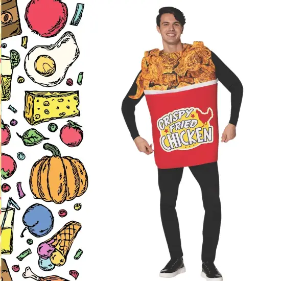 Bucket of Fried Chicken Costume Funny Food Tunic Photo Print Halloween Party Outfit {2}