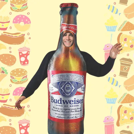 Budweiser Beer Bottle Costume Funny Beverage Tunic Logo Print Halloween Party Outfit {4}