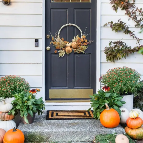 Autumn Wood Bead Pumpkin Fall Wreath {6}