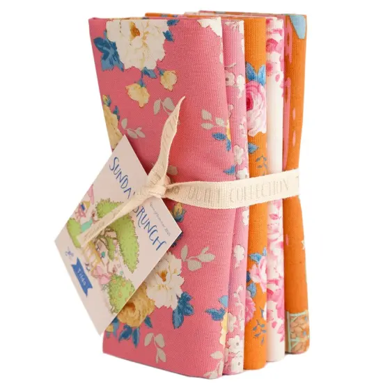 Tilda Sunday Brunch Fat Quarter Bundle - Pink/Ginger - 5 - 20" x 22" Fat Quarters - 100% Cotton {1}