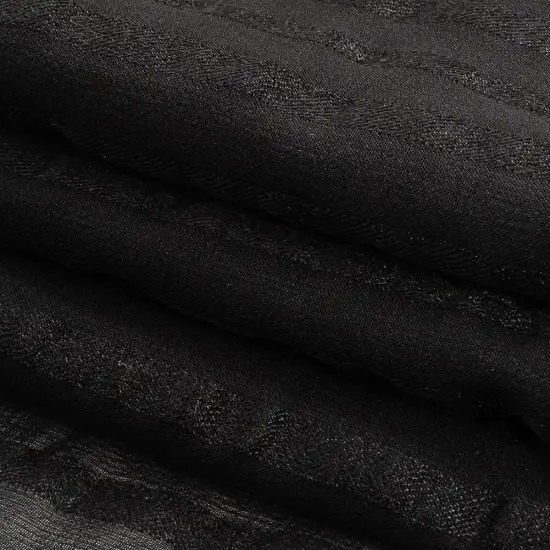 1 Yard Black Silk Georgette with Twill Stripes Fabric Lightweight Draping 53 Inch Width {3}