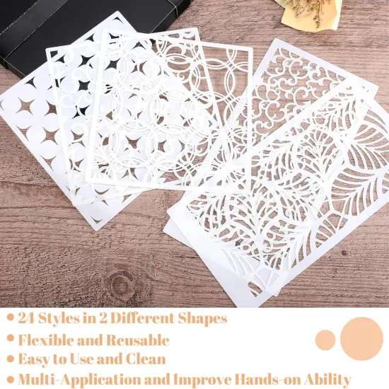 24Pcs Reusable Geometric Painting Stencils {3}