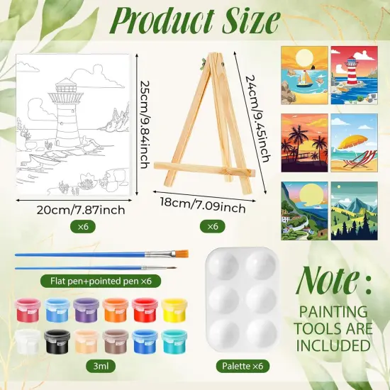 8 x 10 Inch Pre Drawn Canvas Painting with Easel Kits(Landscape) {2}
