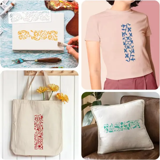 12 Pieces Border Leaf Stencil {4}