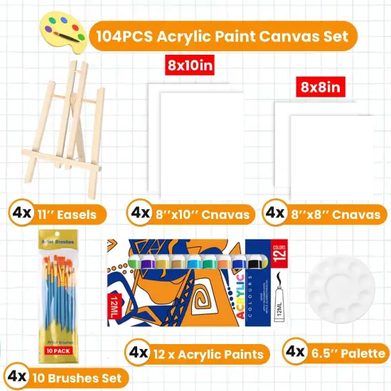 104 Pack Canvas Painting Kits for Adults Kids {2}