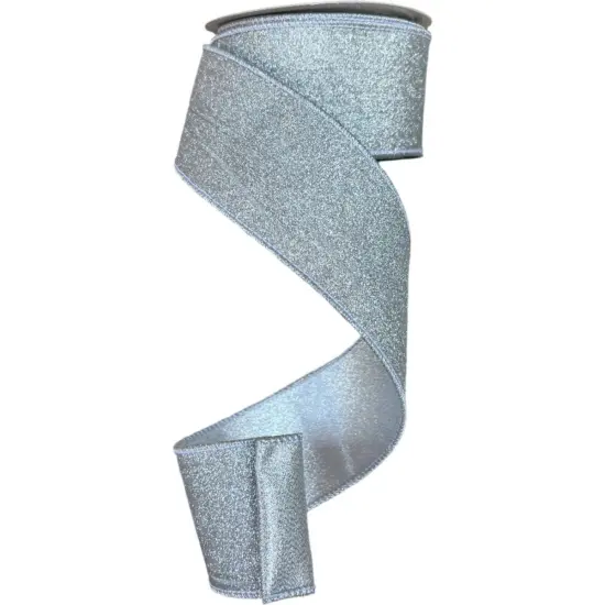 2.5" Glitter Ribbon: Silver (10 Yards) {2}
