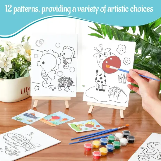 12 Sets Pre Drawn Canvas to Paint Kid Adult(Vivid Style) {4}