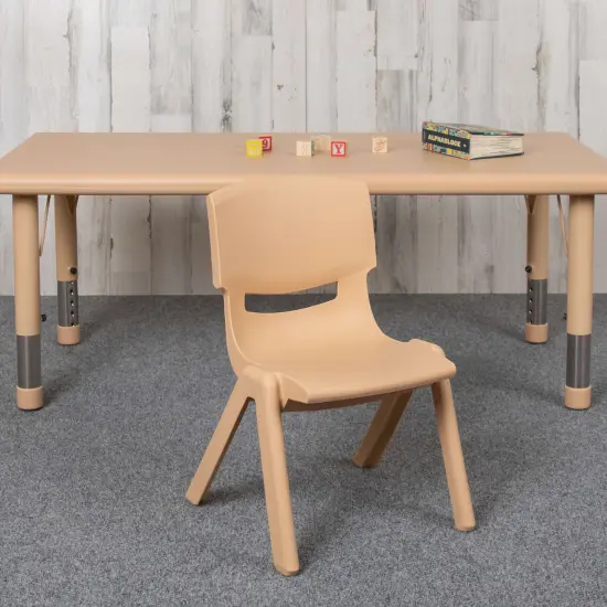 Emma and Oliver 10 Pack Plastic Stackable School Chair with 10.5" Seat Height Natural {1}